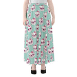 Girly Cat With Glasses Pattern Print Chiffon Maxi Skirt