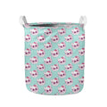 Girly Cat With Glasses Pattern Print Collapsible Laundry Basket
