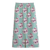 Girly Cat With Glasses Pattern Print Cotton Front Slit Maxi Skirt