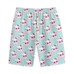Girly Cat With Glasses Pattern Print Cotton Shorts