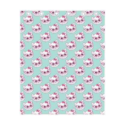 Girly Cat With Glasses Pattern Print Curtain