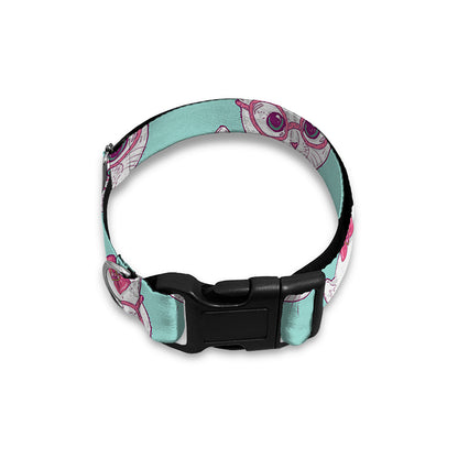 Girly Cat With Glasses Pattern Print Dog Collar