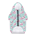 Girly Cat With Glasses Pattern Print Dog Zip Up Hoodie