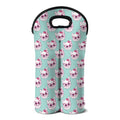 Girly Cat With Glasses Pattern Print Double Neoprene Wine Tote