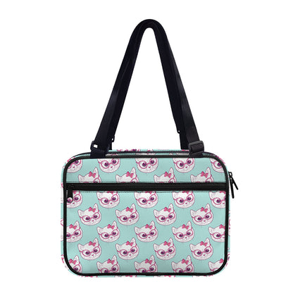 Girly Cat With Glasses Pattern Print Double Strap Bible Bag