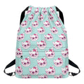 Girly Cat With Glasses Pattern Print Drawstring Backpack
