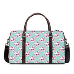 Girly Cat With Glasses Pattern Print Duffle Bag