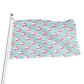 Girly Cat With Glasses Pattern Print Flag