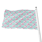 Girly Cat With Glasses Pattern Print Flag