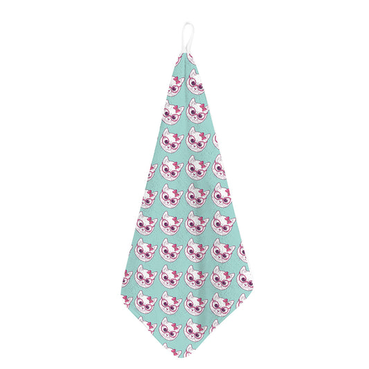 Girly Cat With Glasses Pattern Print Hand Towel