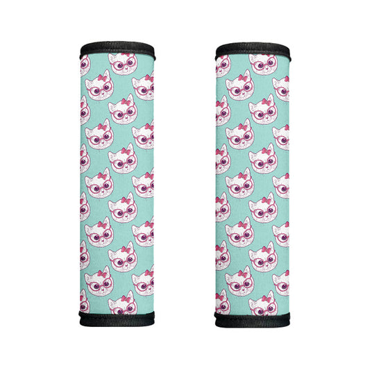 Girly Cat With Glasses Pattern Print Handle Covers