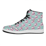 Girly Cat With Glasses Pattern Print High Top Leather Sneakers