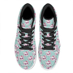 Girly Cat With Glasses Pattern Print High Top Leather Sneakers