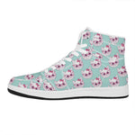 Girly Cat With Glasses Pattern Print High Top Leather Sneakers