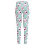 Girly Cat With Glasses Pattern Print High-Waisted Pocket Leggings