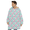Girly Cat With Glasses Pattern Print Hoodie Blanket