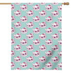 Girly Cat With Glasses Pattern Print House Flag