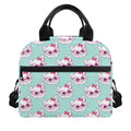 Girly Cat With Glasses Pattern Print Insulated Lunch Bag