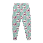 Girly Cat With Glasses Pattern Print Jogger Pants