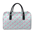 Girly Cat With Glasses Pattern Print Leather Duffel Bag