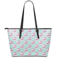 Girly Cat With Glasses Pattern Print Leather Tote Bag With Zipper