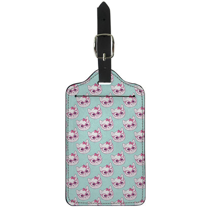 Girly Cat With Glasses Pattern Print Luggage Tag