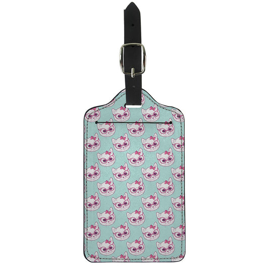 Girly Cat With Glasses Pattern Print Luggage Tag