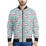 Girly Cat With Glasses Pattern Print Men's Bomber Jacket