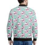 Girly Cat With Glasses Pattern Print Men's Bomber Jacket