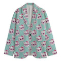 Girly Cat With Glasses Pattern Print Men's Cotton Blazer