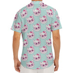 Girly Cat With Glasses Pattern Print Men's Deep V-Neck Shirt