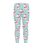 Girly Cat With Glasses Pattern Print Men's leggings
