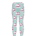 Girly Cat With Glasses Pattern Print Men's leggings