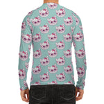 Girly Cat With Glasses Pattern Print Men's Long Sleeve Rash Guard