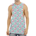 Girly Cat With Glasses Pattern Print Men's Muscle Tank Top