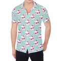 Girly Cat With Glasses Pattern Print Men's Shirt