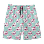 Girly Cat With Glasses Pattern Print Men's Swim Trunks