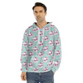 Girly Cat With Glasses Pattern Print Men's Velvet Pullover Hoodie