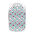 Girly Cat With Glasses Pattern Print Mesh Laundry Hamper