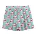 Girly Cat With Glasses Pattern Print Mesh Shorts