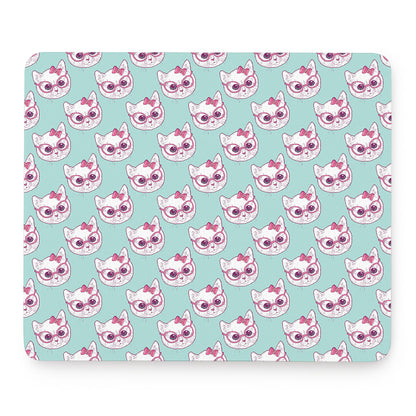 Girly Cat With Glasses Pattern Print Mouse Pad