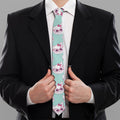 Girly Cat With Glasses Pattern Print Necktie