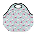 Girly Cat With Glasses Pattern Print Neoprene Lunch Bag