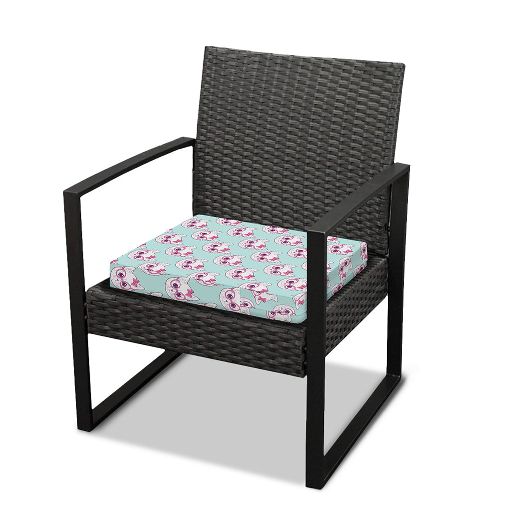 Girly Cat With Glasses Pattern Print Outdoor Seat Cushion Cover