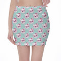 Girly Cat With Glasses Pattern Print Pencil Mini Skirt