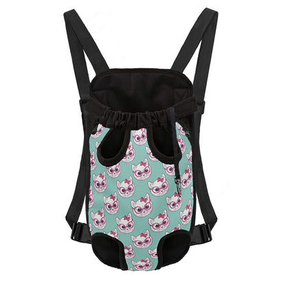 Girly Cat With Glasses Pattern Print Pet Carrier Backpack