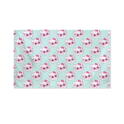 Girly Cat With Glasses Pattern Print Polyester Flag