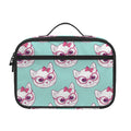Girly Cat With Glasses Pattern Print Portable Lunch Bag