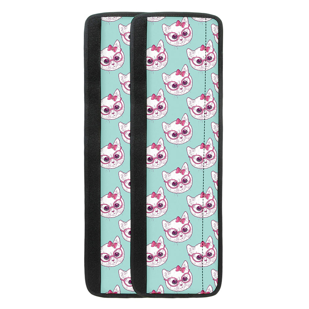 Girly Cat With Glasses Pattern Print Refrigerator Handle Covers