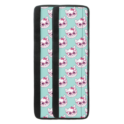 Girly Cat With Glasses Pattern Print Refrigerator Handle Covers